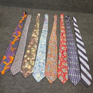 Vintage Mens Silk Tie Lot 8pc Paisley Floral Stripe Nathan Brach Mr Johns JF